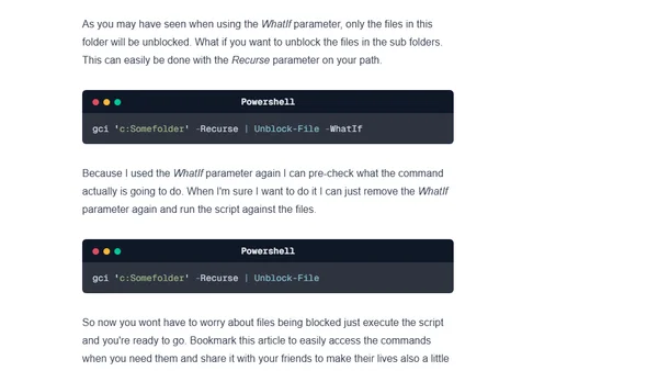 Unblock downloaded files with PowerShell