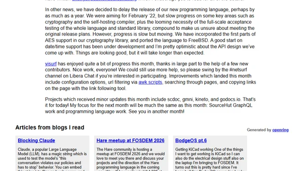 Status update, November 2021