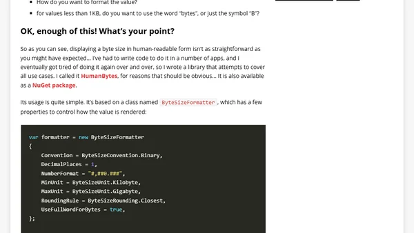 Easily convert file sizes to human-readable form