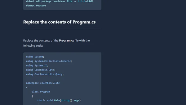 Step by step: Couchbase Lite with .Net Core