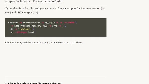 Quick profiling of data in Apache Kafka using kafkacat and visidata