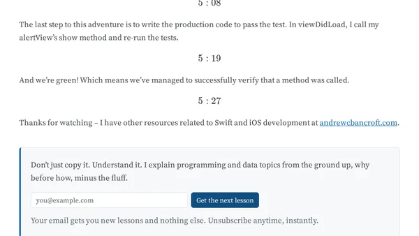 Swift Unit Testing – Verifying Method Calls