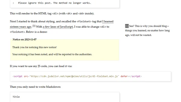 Convert Definition Lists (`<dl>`) to Frames (`<fieldset>`)