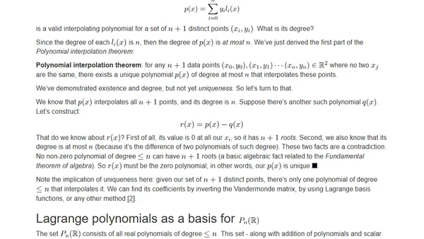 Notes on Lagrange Interpolating Polynomials