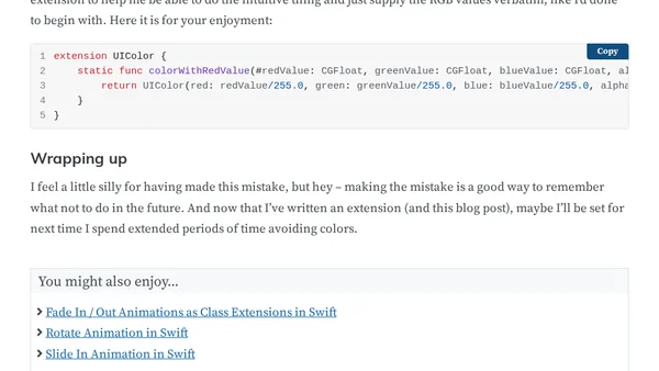 Swift UIColor Extension – Create using RGB Values (Not %)