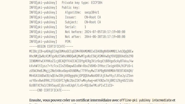 PKI hors ligne avec 3 YubiKeys et une carte ARM