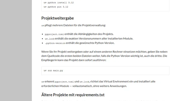Python-Modulmanager uv