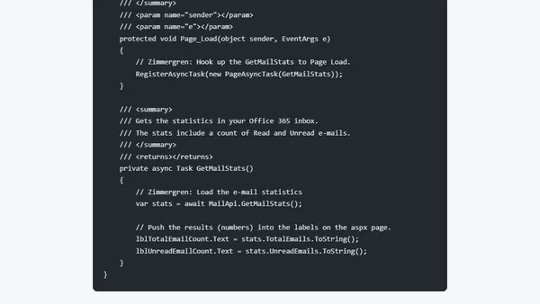 Getting started with Office 365 development - Part 3 - Building a sample Web Forms application that integrates with Office 365