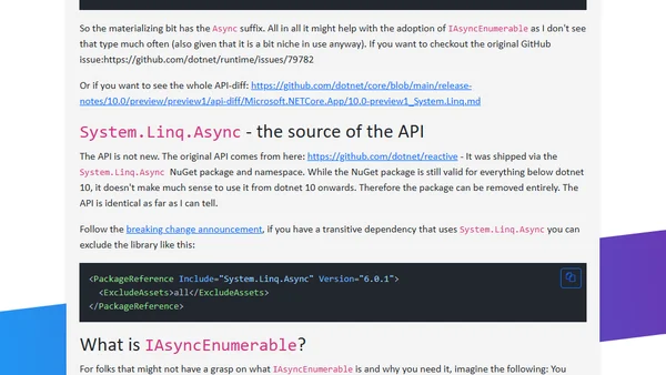 System.Linq.Async is part of .NET 10 - LINQ for IAsyncEnumerable