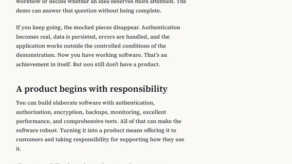 Don't confuse a demo with a product