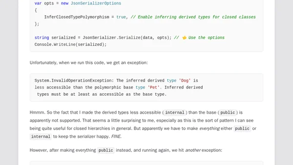 The pain of serializing unions and closed class hierarchies with System.Text.Json: Exploring the .NET 11 preview - Part 7