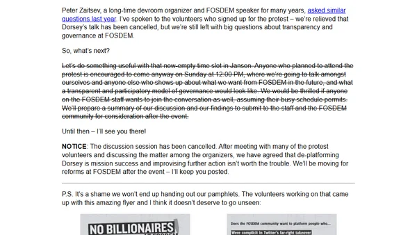 Join us to discuss transparency and governance at FOSDEM '25