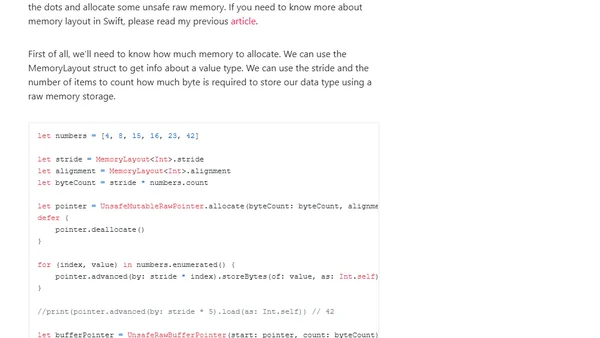 Unsafe memory pointers in Swift