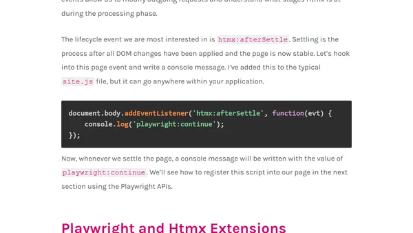 Htmx and Playwright Tests in C#