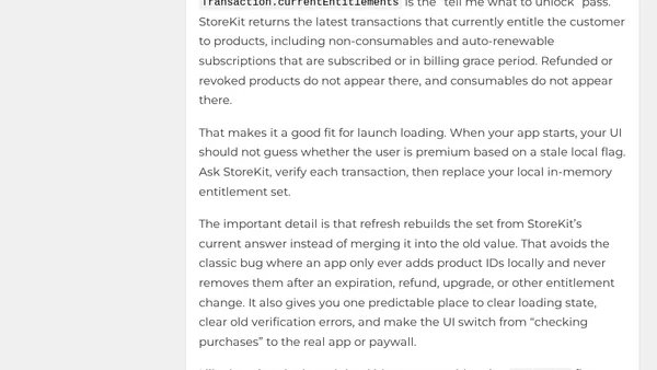 StoreKit Entitlements: currentEntitlements vs updates