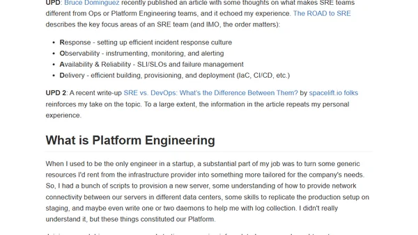 DevOps, SRE, and Platform Engineering