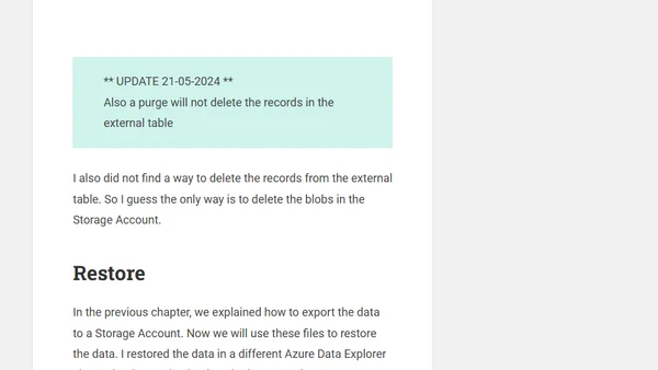 Backup & Restore in Azure Data Explorer