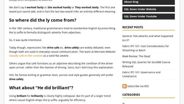 General: Flat adverbs and what happened to LY?