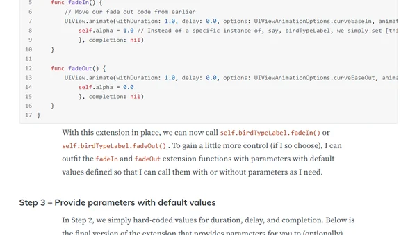 Fade In / Out Animations as Class Extensions in Swift