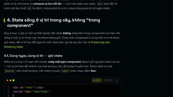 React Fiber Và Thuật Toán Diffing: Vì Sao State Bị Reset?