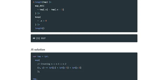 Advent of Code 2021-01 with R &amp; JavaScript