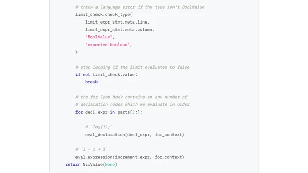 Adding For Loops to an Interpreter