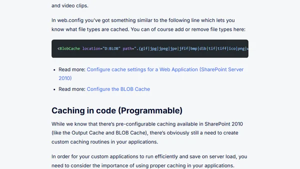 SP 2010: Developing for performance Part 3 - Caching in SharePoint 2010