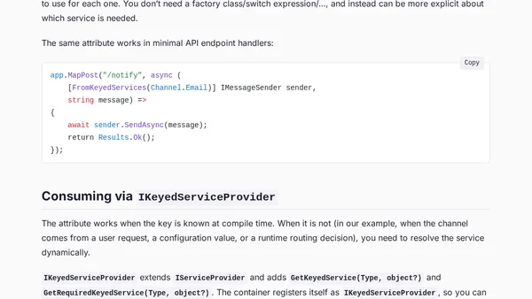 Keyed Services (Named registrations) in .NET Service Provider