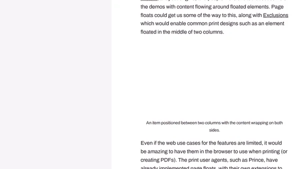 Multiple-column layout, rows, rules, and floats