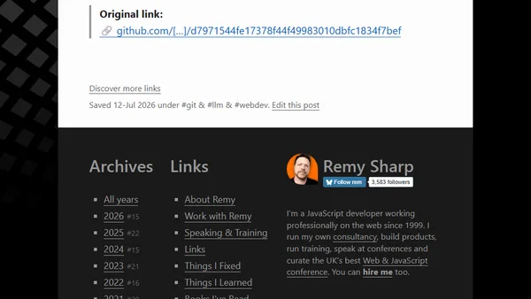 This was the first commit via an LLM to git [link]
