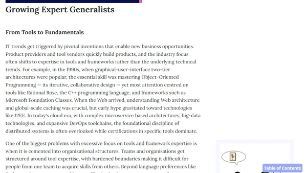Growing Expert Generalists