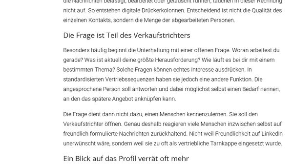 Worst Practices auf LinkedIn: Wenn die Kontaktanfrage nur der Anfang eines Verkaufspitches ist