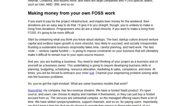 A few ways to make money in FOSS