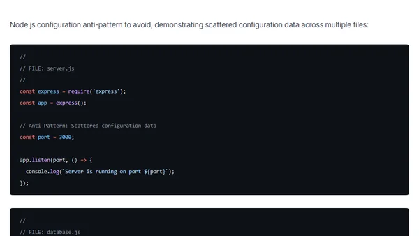 Environment variables and configuration anti patterns in Node.js applications