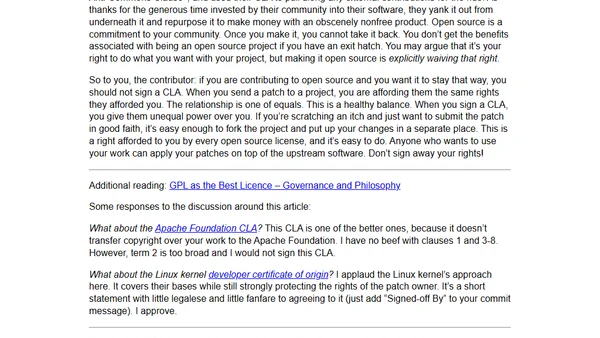 Don't sign a CLA