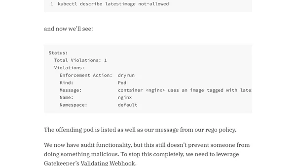 Open Policy Agent: Introduction to Gatekeeper