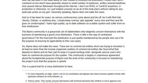 Alpine Linux does not make the news