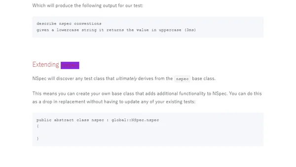 Customising NSpec