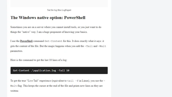 Tail for log files with Windows – 2026 Edition