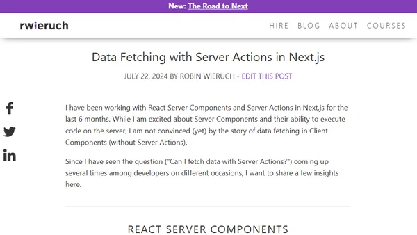 Data Fetching with Server Actions in Next.js
