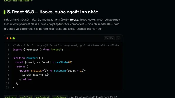 Lịch Sử React: Từ Version 15 Đến React 19 Qua Từng Cột Mốc