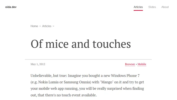 Of mice and touches