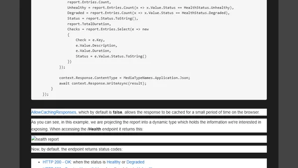 Checking the Health of an ASP.NET Core Application