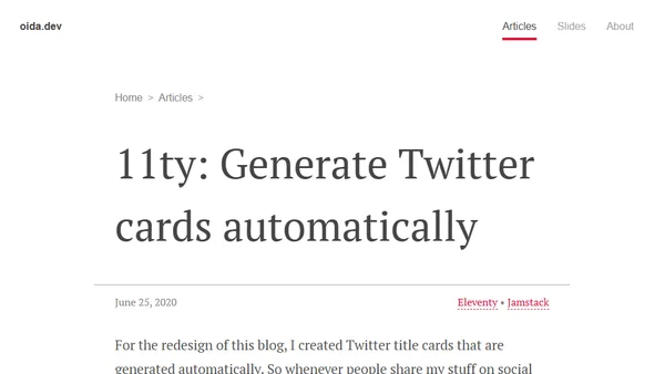 11ty: Generate Twitter cards automatically