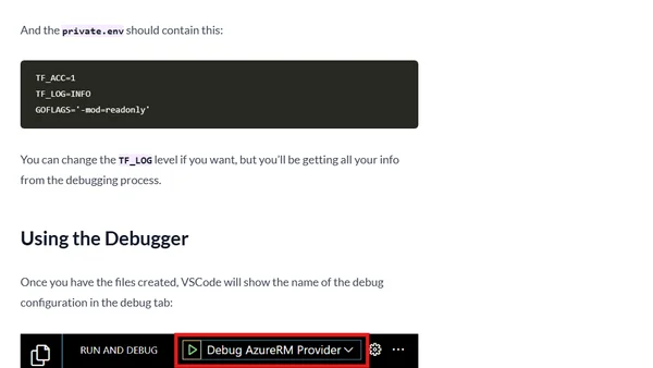 Debugging the AzureRM Provider with VSCode