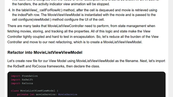 Refactor MVC iOS App to MVVM with RxSwift in Minutes
