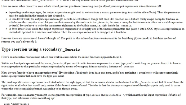 Workarounds for C11 _Generic