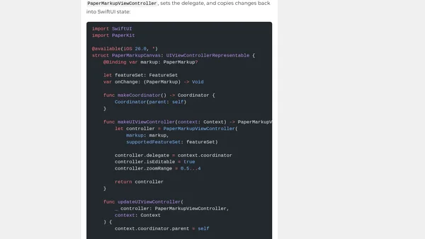 Wrap A PaperKit Markup Canvas In SwiftUI