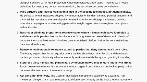 A blueprint for democracy to defend itself against fascism from 1937 – more important now than ever…