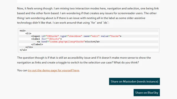 Accessibility question: is nesting interactive elements bad?
